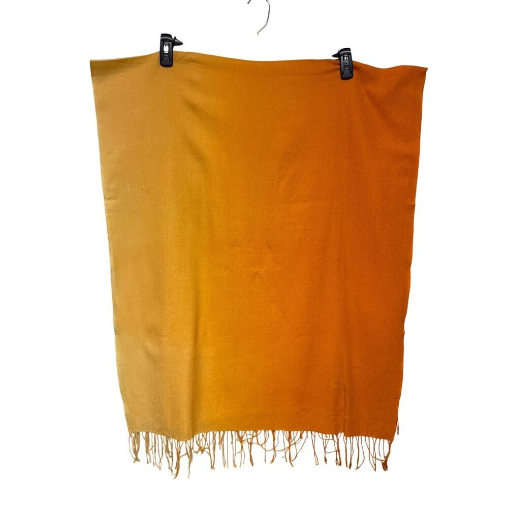 Pashmina Women's Shawl Scarf Sunset Orange Ombre Fringe Hem Wrap